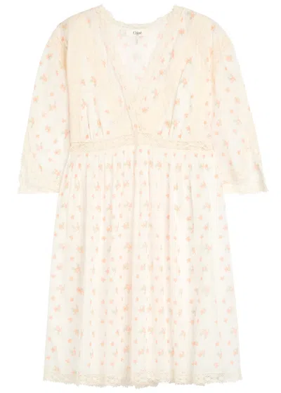 Chloé Chloe Floral-print Cotton-voile Mini Dress In Multi