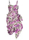 Chloé Chloe Floral-print Gathered Cotton Mini Dress In Purple