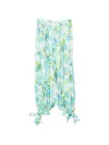 Chloé Floral-print Silk-jacquard Cropped Pants In Blue