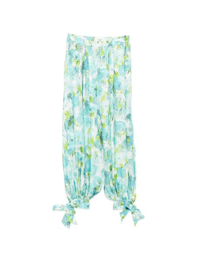 Chloé Floral-print Jacquard Trousers In Blue
