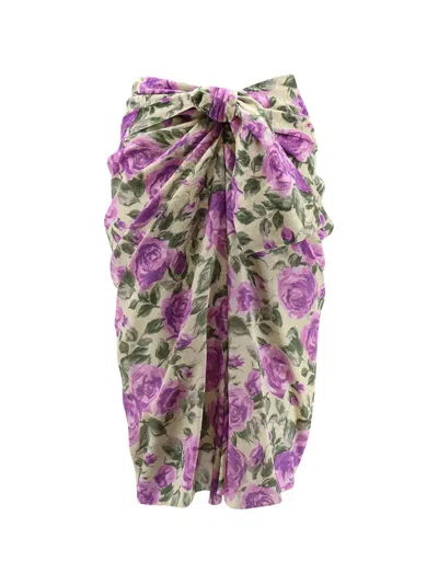 Chloé Floral-print Midi Skirt In Purple