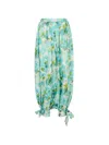 Chloé Floral-print Silk-jacquard Cropped Pants In Blue