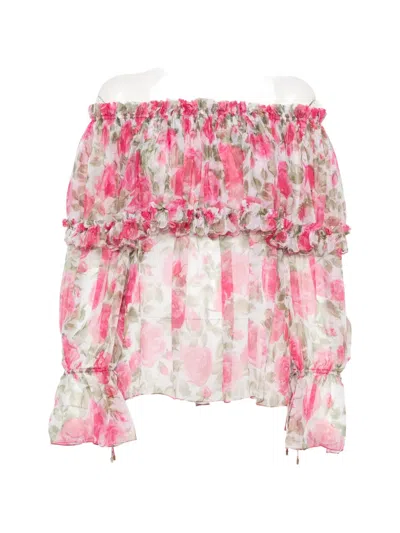Chloé Floral-print Ruffled Blouse In Pink