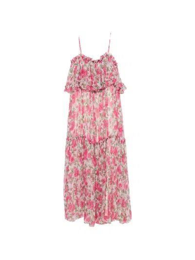 Chloé Floral-print Ruffled Maxi Dress In Pink