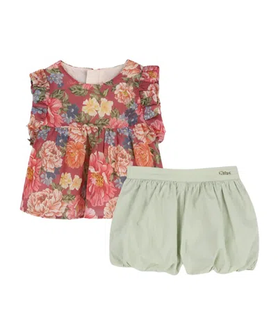 Chloé Floral-print Ruffled Set In White