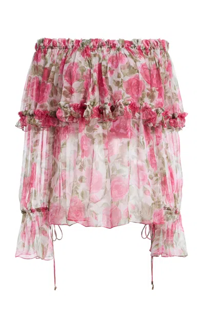 Chloé Floral-print Silk Blouse In Pink