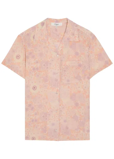 Chloé Chloe Floral-print Silk Shirt In Pink