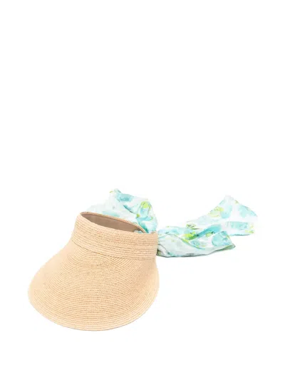 Chloé Floral-print Silk-scarf Visor In Brown