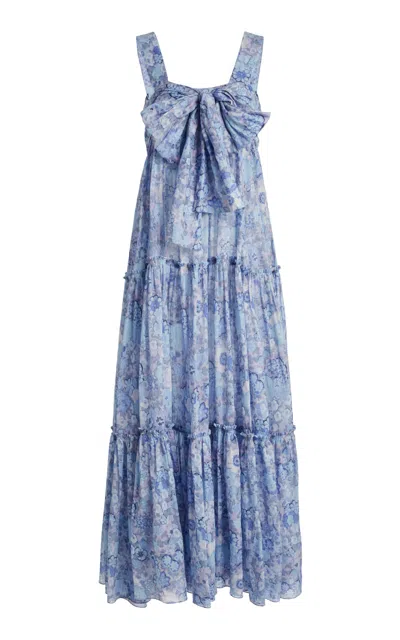 Chloé Floral-printed Cotton Voile Midi Dress In Blue