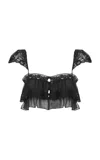 Chloé Flou Lace-trimmed Organic Silk Mousseline Crop Top In Black