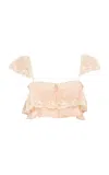 Chloé Flou Lace-trimmed Organic Silk Mousseline Crop Top In Pink