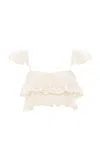 Chloé Flou Lace-trimmed Organic Silk Mousseline Crop Top In White