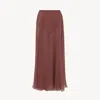 Chloé Flou Midi Skirt In Silk Mousseline Pink Size 10 100% Silk In Pink