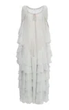 Chloé Flou Ruffled Organic Silk Mousseline Gown In Grey
