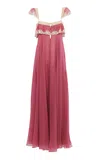 Chloé Flou Ruffled Organic Silk Mousseline Gown In Red