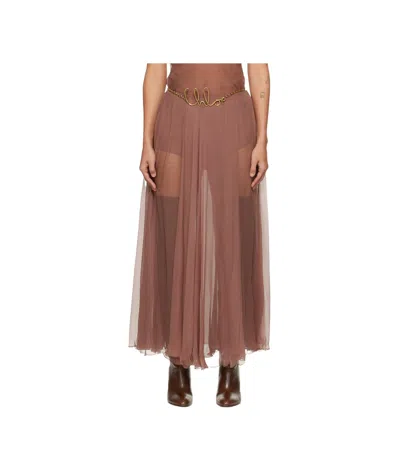 Chloé Pink Flou Maxi Skirt In 527 Woodrose