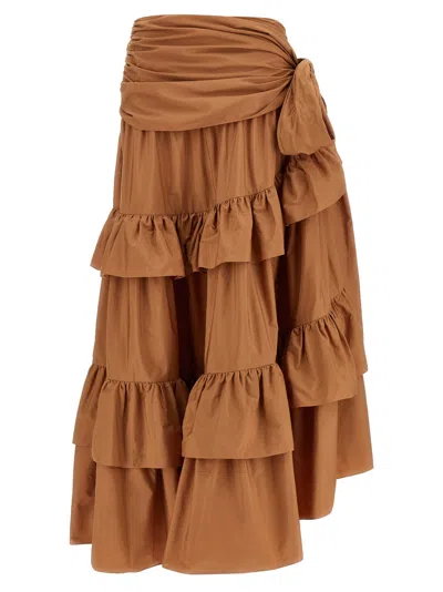 Chloé Flounces Volant Skirt Skirts Pink In Brown