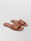 Chloé Flower Leather Flat Sandals Open Toe In Brown