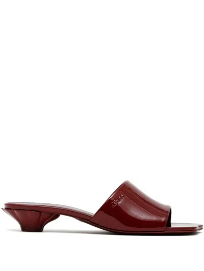 Chloé Burgundy Flower Sandals In 619 Obscure Red