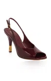 Chloé Flower Patent Leather Slingback Sandals In Red