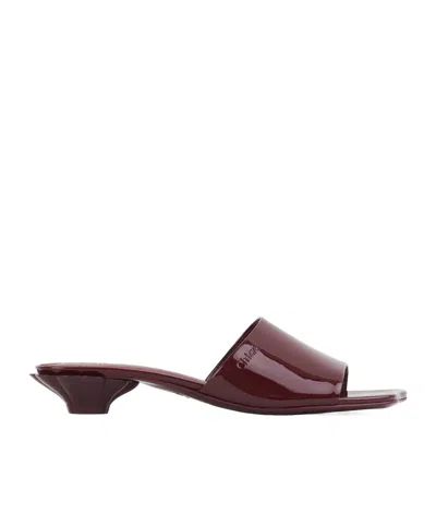 Chloé Burgundy Flower Sandals In 619 Obscure Red