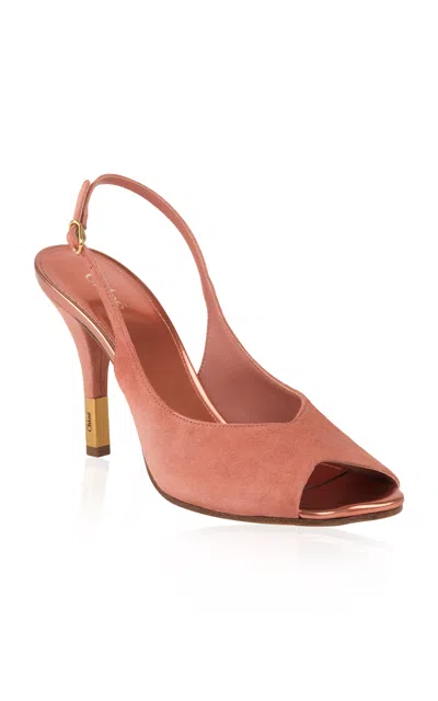 Chloé Flower Suede Slingback Sandals In Pink