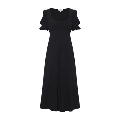 Chloé Flowing Midi Dress With Fitted Bodice In Black