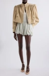Chloé Flowy Bubble Silk & Wool Shorts In Clear Green