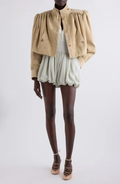 Chloé Flowy Bubble Silk & Wool Shorts In Clear Green