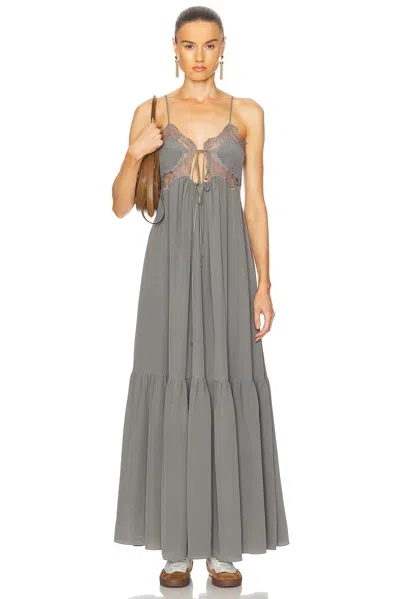 Chloé Tiered Lace-trimmed Silk Maxi Dress In Black