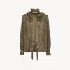 Chloé Gathered Fluid Silk Blouse In Black