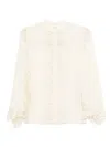 Chloé Fluid Blouse In Silk Georgette And Lace Clothing In Neutral