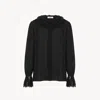 Chloé Lace-trimmed Silk Georgette Blouse In Black