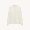 Chloé Fluid Blouse In Silk Georgette & Lace In White