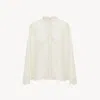 Chloé Fluid Blouse In Silk Georgette & Lace White Size 6 100% Silk, Pinctada Maxima, Farmed, Coo Australia