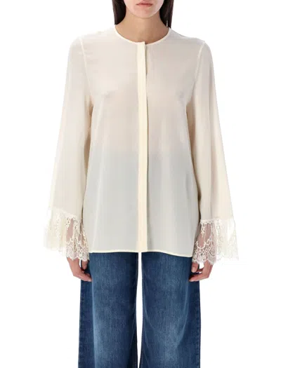 Chloé Fluid Blouse With Lace Cuffs