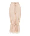 Chloé Lace-trimmed Silk Plonge Cropped Pants In Pink