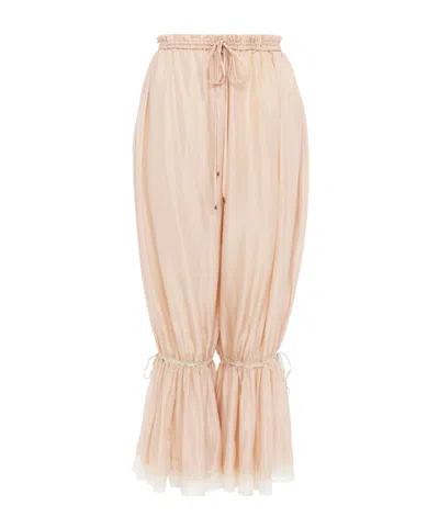 Chloé Lace-trimmed Silk Plonge Cropped Pants In White
