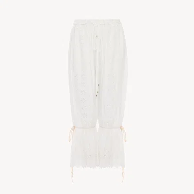 Chloé Fluid Drawstring Pants In Soft Cotton In White