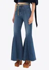 Chloé Light Blue Denim Fluid Flare Jeans In Blue