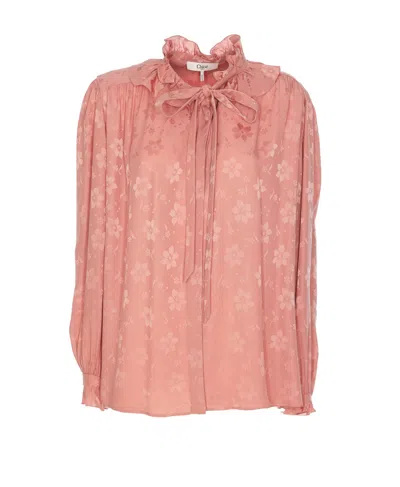 Chloé Fluid Jacquard Silk Shirt In Pink
