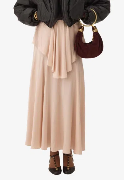 Chloé Fluid Layered Midi Skirt In Pink