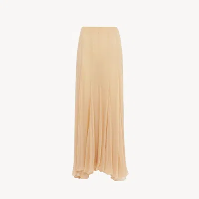 CHLOÉ FLUID MAXI SKIRT IN SILK MOUSSELINE PINK SIZE 6 100% SILK