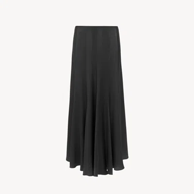 Chloé Fluid Maxi Skirt In Washed Silk Satin Black Size 8 100% Silk