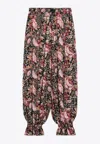 Chloé Fluid Pleated Floral Print Pants In Multicolor