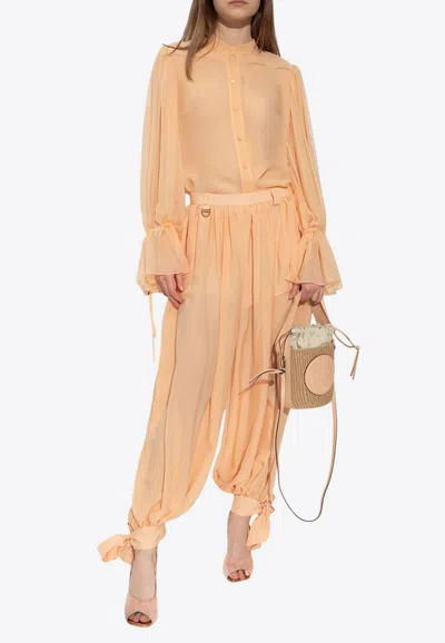 Chloé Fluid Pleated Pants In Silk Charmeuse