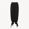 Chloé Black Pants With Ruced Details And Tied Cuffs In Silk Woman In Black