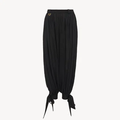 CHLOÉ FLUID PLEATED TROUSERS IN SILK CHARMEUSE BLACK SIZE 14 100% SILK