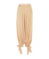 Chloé Fluid Pleated Trousers In Silk Charmeuse Pink Size 14 100% Silk In Nude