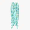 Chloé Floral-print Silk-jacquard Cropped Pants In Blue